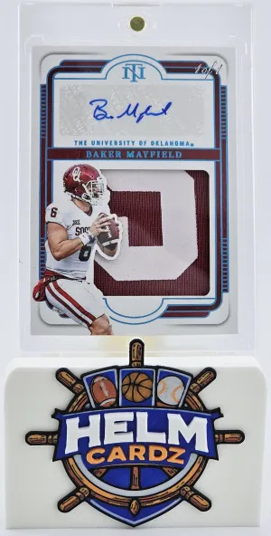 2025 National Treasures Baker Mayfield Platinum Patch Auto 1 OF 1 front