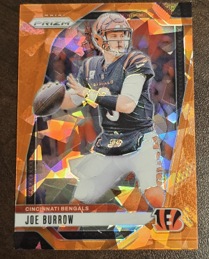 2024 Panini Prizm Joe Burrow Orange Cracked Ice #55 front