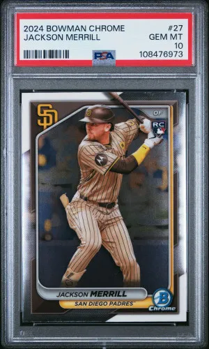 2024 Bowman Chrome Jackson Merrill PSA 10 Rookie front