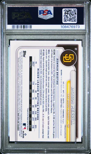 2024 Bowman Chrome Jackson Merrill PSA 10 Rookie back