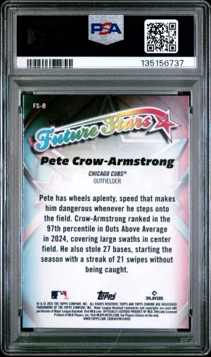2025 Topps Chrome Future Stars Pete Crow-Armstrong PSA 10 back