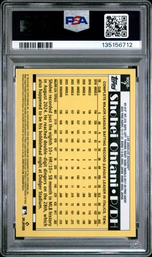 2025 Topps Chrome 1990 Topps Shohei Ohtani PSA 10 back