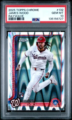 2025 Topps Chrome James Wood Raywave PSA 10 Rookie front