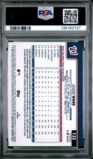 2025 Topps Chrome James Wood Raywave PSA 10 Rookie back