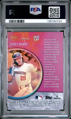 2025 Topps Chrome Fortune 15 James Wood PSA 10 Rookie back