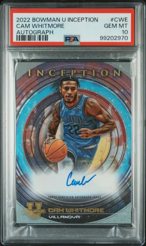 2022 Bowman University Inception Autographs Cam Whitmore Autograph front