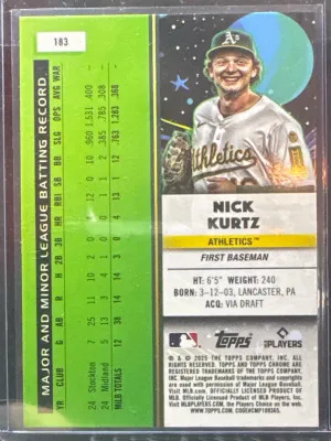 2025 Topps Chrome Cosmic #183 Nick Kurtz Rookie Card RC back