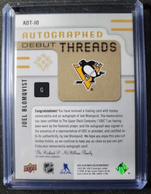 Joel Blomqvist Autographed Debut Threads /199 back