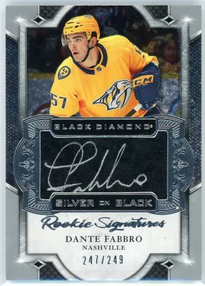 2019-20 Black Diamond Dante Fabbro Silver on Black Rookie Signatures /249