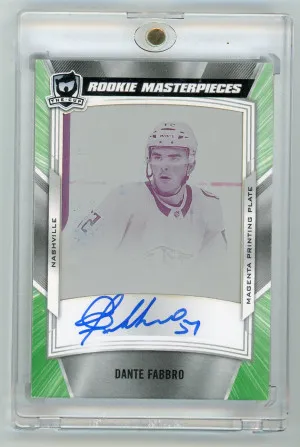 2019-20 The Cup Dante Fabbro Rookie Masterpieces Plate Autograph 1/1