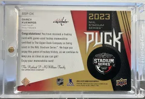 Darcy Kuemper 2023-24 SP Game Used Stadium Series Puck back