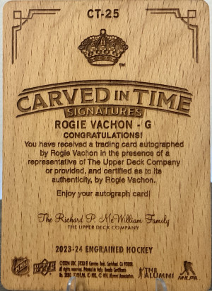 Rogie Vachon Carved In Time Auto back