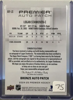 Logan Stankoven Premier RPA /99 back