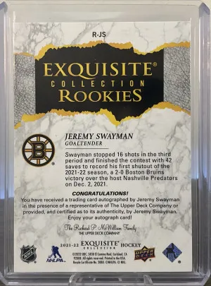 Jeremy Swayman Exquisite Auto /99 back