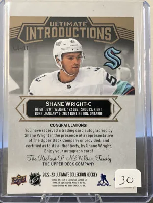 Shane Wright Ultimate Introductions /25 back