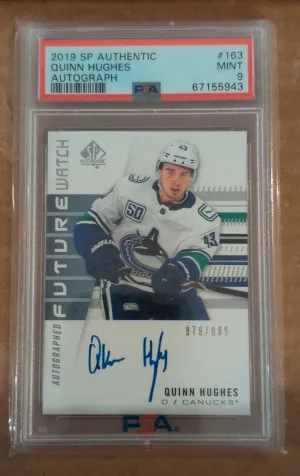 2019 Sp Authentic Quinn Hughes Autograph front