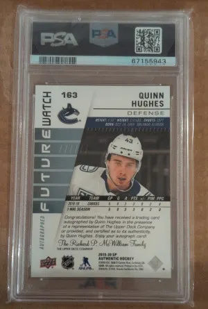 2019 Sp Authentic Quinn Hughes Autograph back