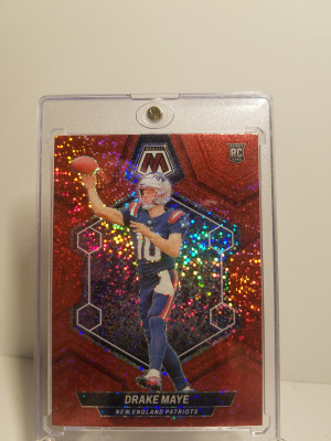 Drake Maye Prizm 2024 Red Sparkle ssp rookie front
