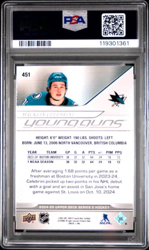 2024 Upper Deck Macklin Celebrini back