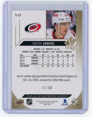 2024-25 SP Authentic Seth Jarvis Spectrum FX Gold 11/50 #S-17 back