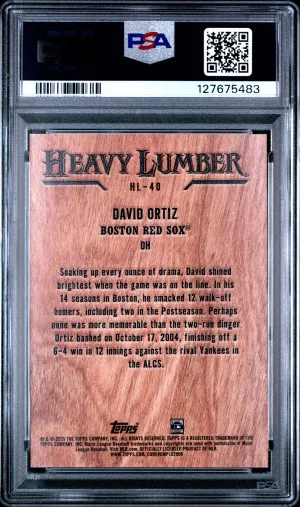 2025 Topps Heavy Lumber David Ortiz back