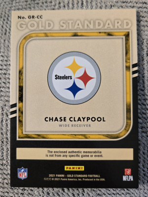 Chase Claypool Panini Gold Standard Gold Rush 2 Color Patch /49 back