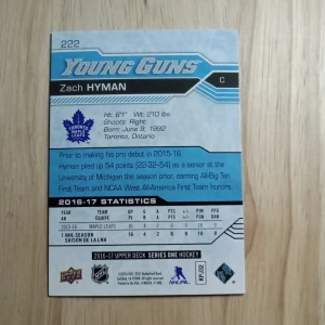 2016-17 UPPER DECK Zach Hyman YOUNG GUNS RC ROOKIE back