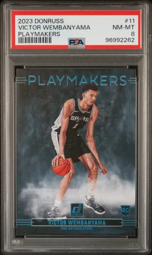 2023 Donruss Victor Wembanyama #11 Playmakers RC SSP CASE HIT PSA 8 Spurs