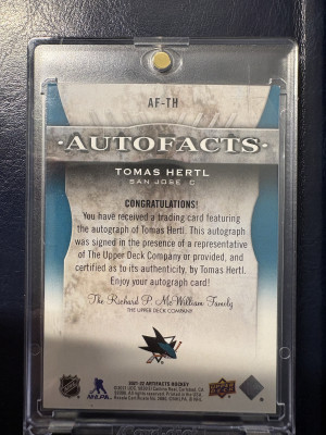 2021-22 Artifacts, Tomas Hertl - Autofacts back