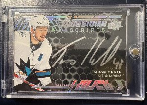 2021-22 UD Black, Black Obsidian Scripts- Tomas Hertl front