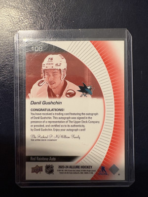 2023-24 Allure Red Rainbow Auto, Danil Guschin back