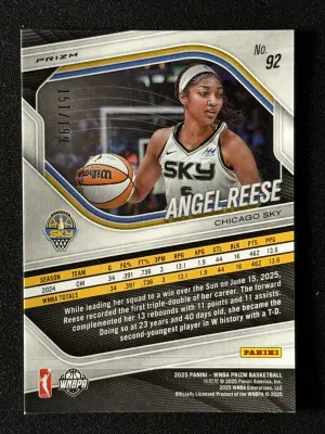 2025 Panini Prizm WNBA Angel Reese #92 Red Pandora /199 back