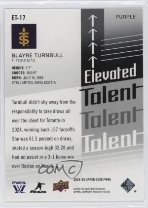 2024-25 Upper Deck PWHL - Elevated Talent -Blayre Turnbull #ET-17 Purple 10/25 back
