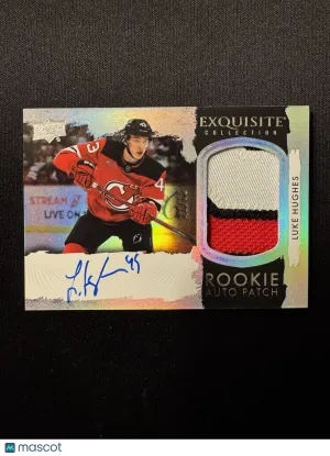 2023-24 UD Exquisite Collection Luke Hughes Rookie Patch Auto /25 front