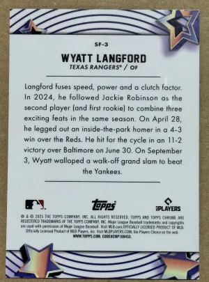 2025 Topps Chrome Wyatt Langford Starfractor #SF-3 back