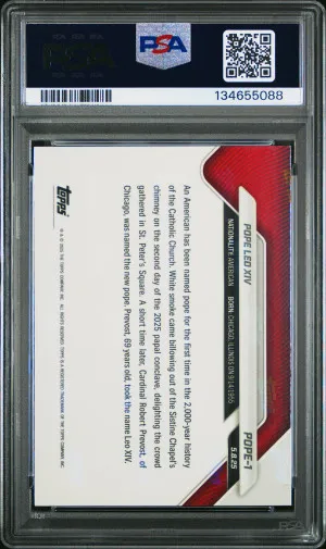 2025 Topps Now Pope Leo XIV PSA 10 back