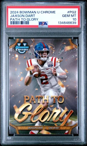 2024 Bowman University Chrome Path To Glory Jaxson Dart PSA 10 front