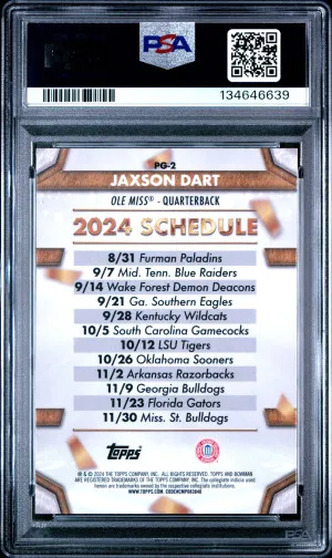 2024 Bowman University Chrome Path To Glory Jaxson Dart PSA 10 back