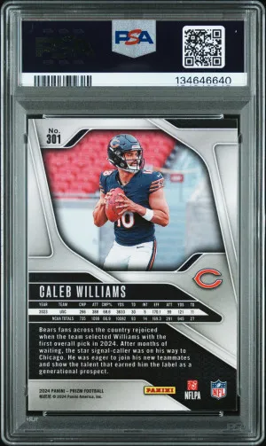 2024 Panini Prizm Caleb Williams PSA 10 Rookie back