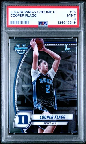 2024 Bowman Chrome University Cooper Flagg PSA 9 front