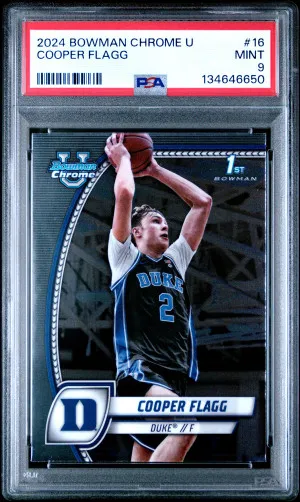 2024 Bowman Chrome University Cooper Flagg PSA 9 front