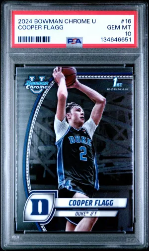 2024 Bowman Chrome University Cooper Flagg PSA 10 front