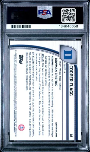2024 Bowman Chrome University Cooper Flagg Green Shimmer PSA 9 back