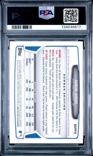 2013 Bowman Draft Picks & Prospects Aaron Judge PSA 8 back
