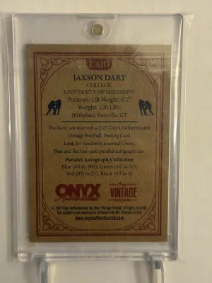 2022 Onyx Jaxson Dart Blue Ink Auto /300 back