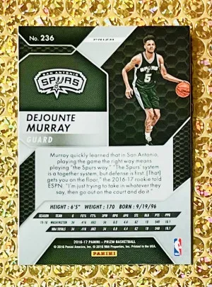 2016-17 Panini Prizm #236 Dejounte Murray RC Starburst Prizm back