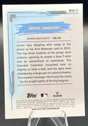 Junior Caminero 2024 Bowman #M1B-11 My 1st Bowman Refractor Rookie Card Rays back