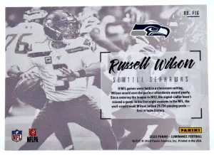 🏈 2020 Panini Luminance - Flash Yellow #F16 Russell Wilson back