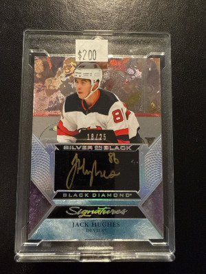 2020-21 Black Diamond Silver On Black Signatures Jack Hughes /25 front