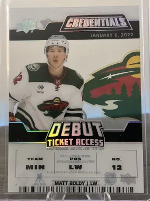 Matt Boldy Credentials Debut Ticket Access Acetate /249 front